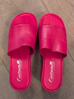 L'INTERVALLE Hot Pink Platform Wedge Slide Sandals EU 36